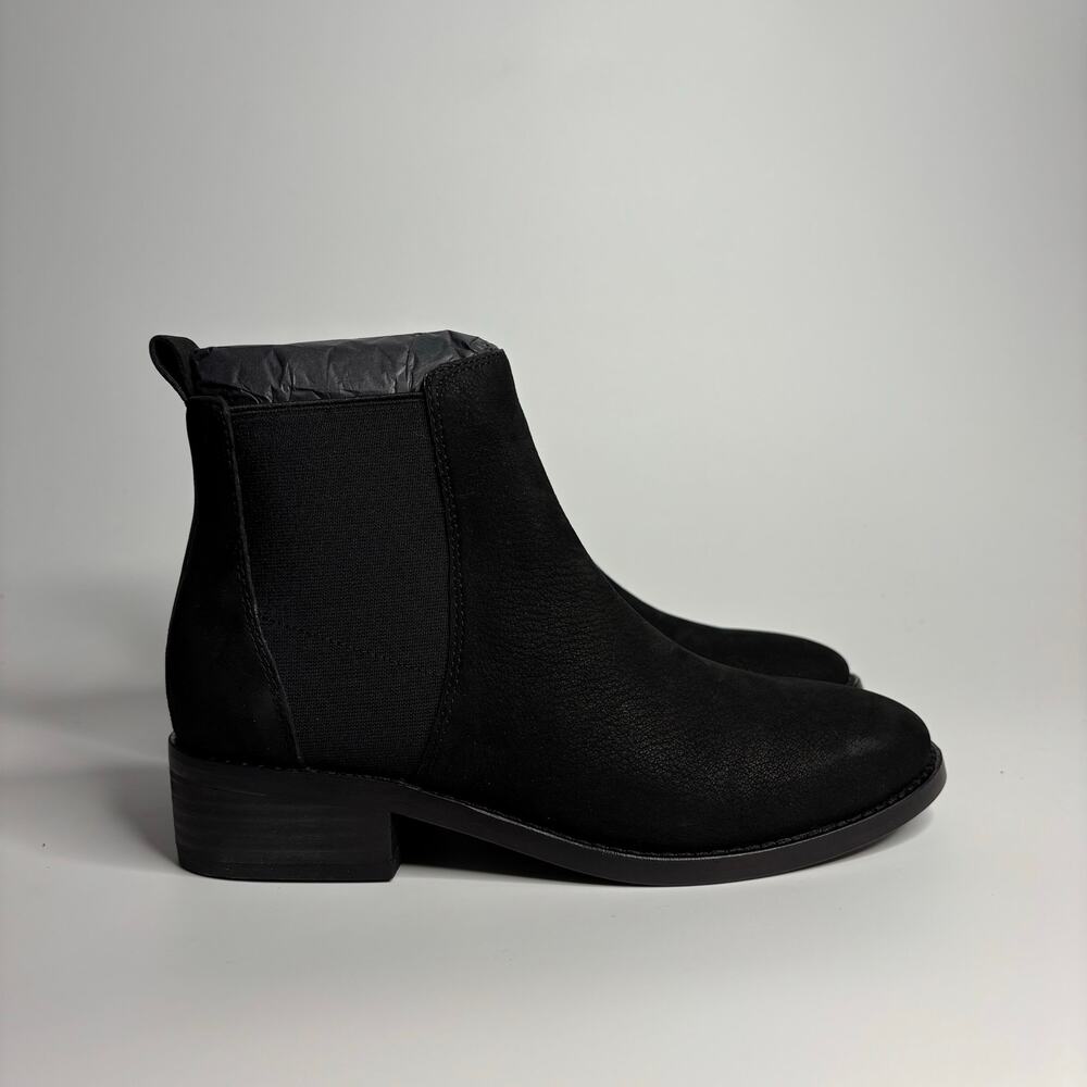 Eileen Fisher Blink Tumbled Nubuck Leather Chelsea Bootie in Black